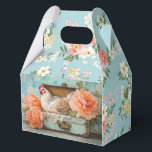 Vintage Farmhouse Rustic Hen & Floral Easter  Favour Box<br><div class="desc">Celebrate Easter with this vintage farmhouse favour box, featuring a beautifully illustrated hen resting in a rustic suitcase, surrounded by soft pastel florals on a delicate blue background. This shabby chic gift box is perfect for Easter treats, party favours, and spring celebrations. Whether you're hosting an Easter brunch, baby shower,...</div>