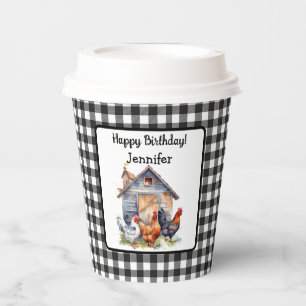 Vintage Farmhouse Style Rooster Birthday Paper Cup