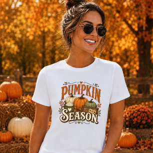 Vintage Farmhouse Vibes Pumpkin Season Womens T-Shirt