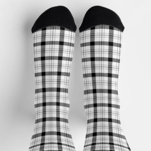 Vintage farmhouse white and black plaid pattern socks