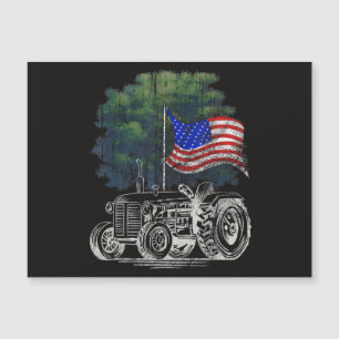 Vintage Farming Tractor American Flag Patriotic F