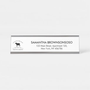 Vintage Farmstead Emblem Ornamental Cow Design Desk Name Plate