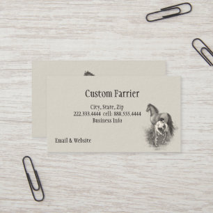 Vintage Farrier Horse Shoeing Black White Art Business Card