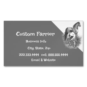 Vintage Farrier Horse Shoeing Hoof Trimming  Magnetic Business Card
