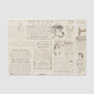 Vintage Fashion Advertisements Newsprint Tissue Paper