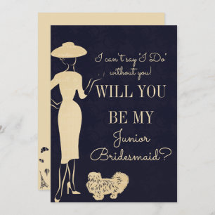 Vintage Fashion Be My Jr. Junior Bridesmaid Card
