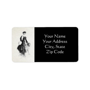 Vintage Fashion Borzoi Art Label