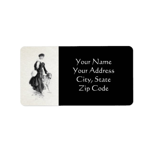 Vintage Fashion Borzoi Art Label (Front)