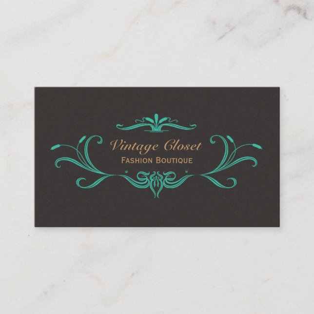 Vintage Fashion Boutique Business Card (Front)