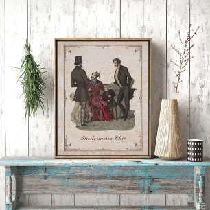 Vintage Fashion Collage Biedermeier Gentlemen Poster