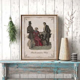 Vintage Fashion Collage Biedermeier Gentlemen Poster