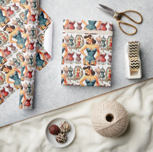 Vintage Fashion Corset Pin Up Wrapping Paper