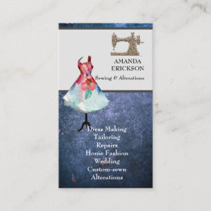 Vintage  Fashion Crafts Girly Floral Sewing Business Card