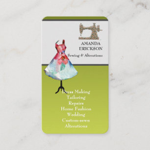 Vintage  Fashion Crafts Girly Floral Sewing Business Card