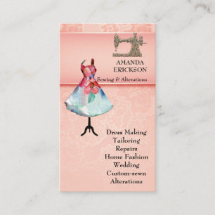 Vintage  Fashion Crafts Girly Floral Sewing Business Card
