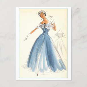 Vintage Fashion Design for Evening Gown Postcard