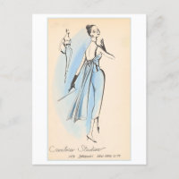 Vintage Fashion Design for Evening Gown Postcard