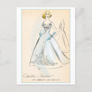 Vintage Fashion Design for Evening Gown Postcard