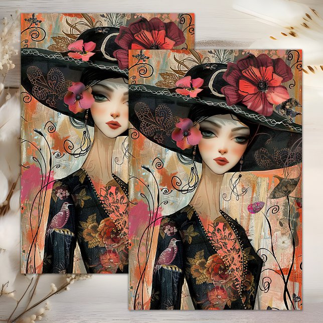 VINTAGE FASHION GIRL DECOUPAGE TISSUE PAPER (VINTAGE FASHION GIRL DECOUPAGE TISSUE PAPER)