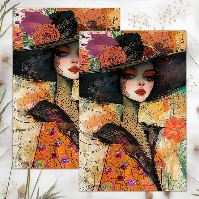 VINTAGE FASHION GIRL DECOUPAGE TISSUE PAPER (VINTAGE FASHION WOMAN DECOUPAGE TISSUE PAPER)