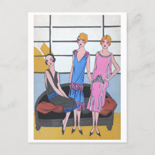 Vintage Fashion Holiday Postcard