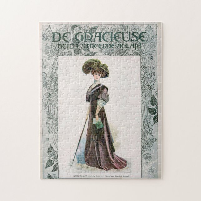  Vintage Fashion Illustration Lady With Cane  Jigsaw Puzzle (Vertical)