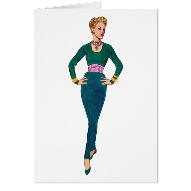 Vintage Fashion Image Blank Card (Front)