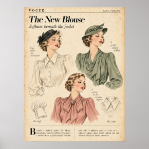 Vintage Fashion magazines Pages, Retro Fashion Poster