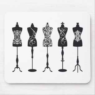 Vintage fashion mannequins silhouettes mouse mat
