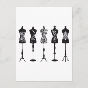 Vintage fashion mannequins silhouettes postcard