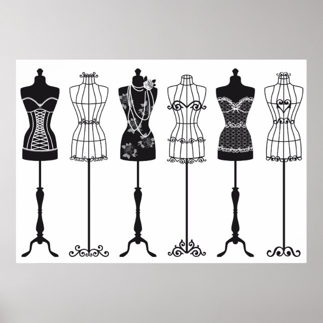 Vintage fashion mannequins silhouettes poster (Front)