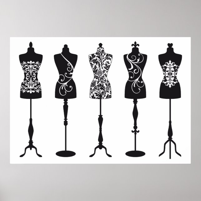 Vintage fashion mannequins silhouettes poster (Front)