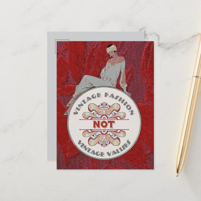 Vintage Fashion Not Vintage Values  Postcard (Front/Back In Situ)