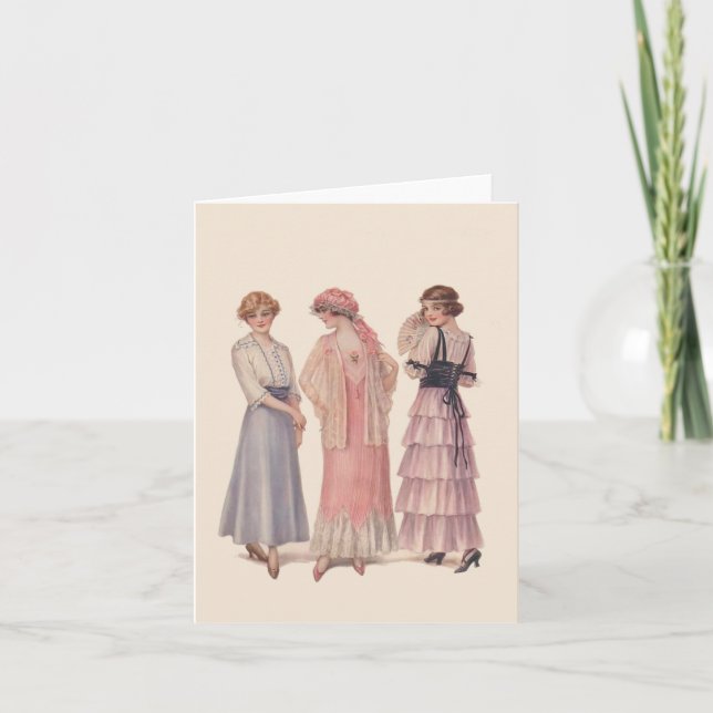 Vintage Fashion Note Greeting Card (Front)