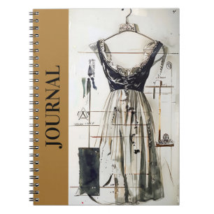 Vintage Fashion Notebook with Dress Design