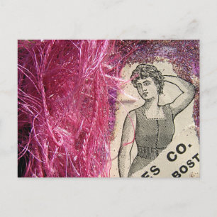 Vintage Fashion Pink Postcard