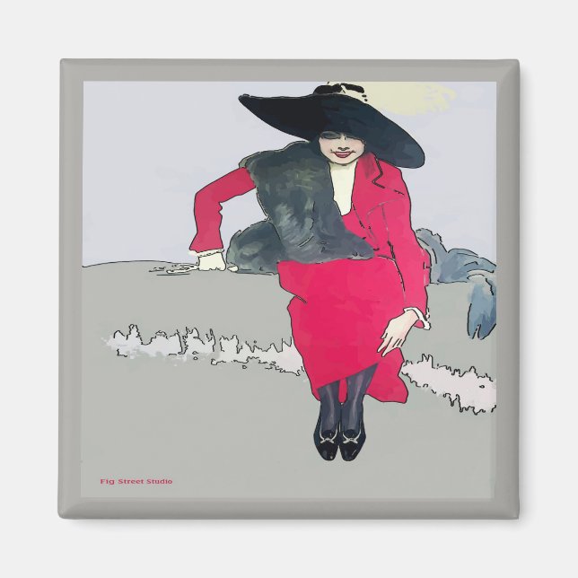 Vintage Fashion Poster, add text Magnet (Front)