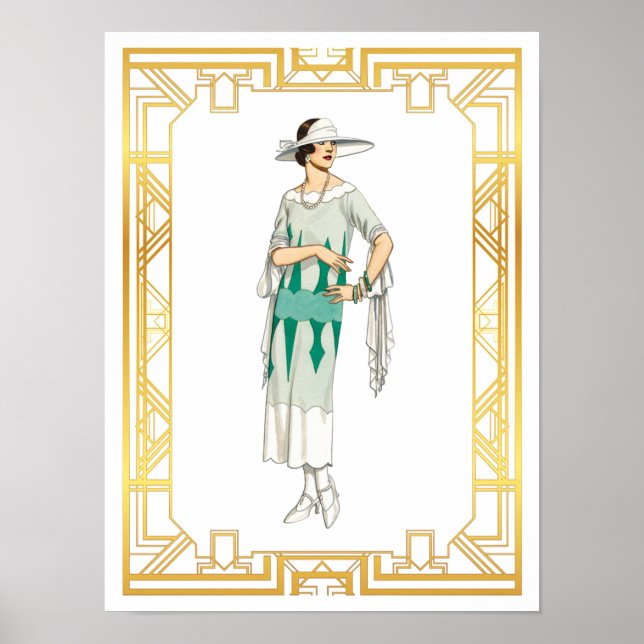 Vintage Fashion Roaring 20s Gatsby Era Dress Poster (Front)