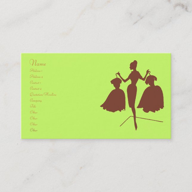 Vintage Fashion Silhouette Business Card (Front)