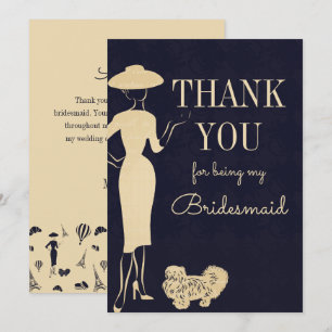 Vintage Fashion Thank You Bridesmaid Card