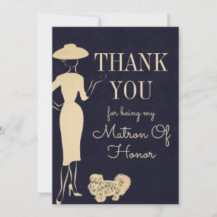 Vintage Fashion Thank You Matron Of Honour Card