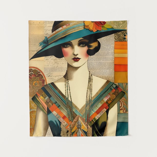 Vintage Fashion Woman Tapestry (Front)