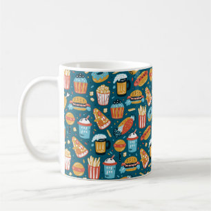 vintage Fast Food Icons Seamless Pattern. Repeat C Coffee Mug