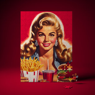Vintage Fast Food Pin-up Jigsaw Puzzle