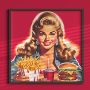Vintage Fast Food Pin-up Poster