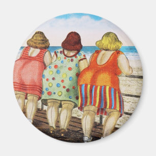 Vintage Fat Bottomed Girls at Beach Magnet