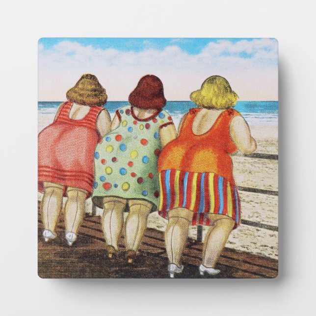Vintage Fat Bottomed Girls at Beach Plaque (Front)