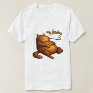 Vintage Fat Orange Cat Smoking Pipe Cosy Art T-Shirt
