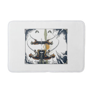 Vintage Father and Child Fishing Engraving Shirt D Bath Mat