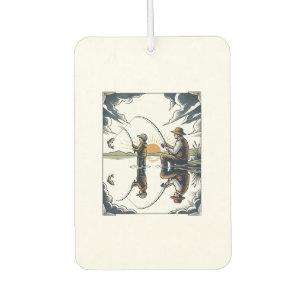 Vintage Father and Child Fishing Engraving Shirt D Car Air Freshener